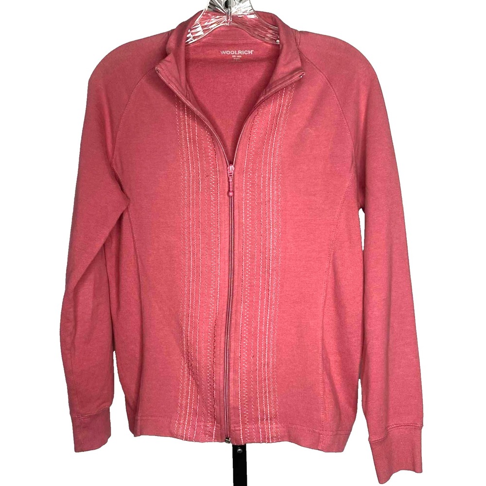 Woolrich Women's Full Zip Jacket Size Small pink Casual Warm Outdoor embroidered